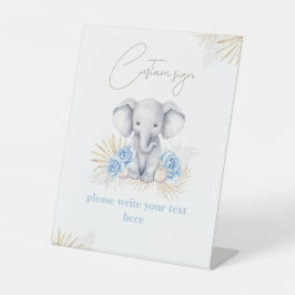 Elephant Safari Boho Blue Baby Dusche Benutzerdefi Sockelschild