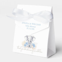 Elephant Safari Boho Blue Thanks Baby Shower