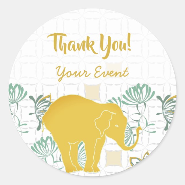 Elephant Safari Floral Jungle Zoo | Vielen Dank Runder Aufkleber (Vorderseite)