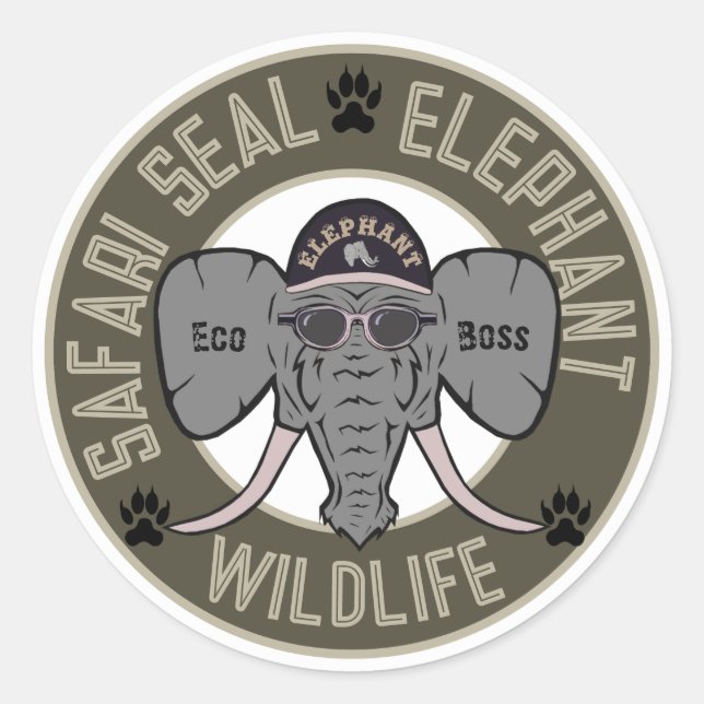 Elephant Safari Siegel Runder Aufkleber (Vorderseite)