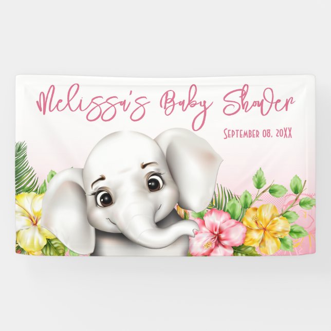 Elephant Safari Tropical Jungle Baby Dusche Banner (Horizontal)