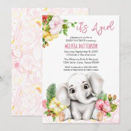Elephant Safari Tropical Jungle Baby Dusche Einladung