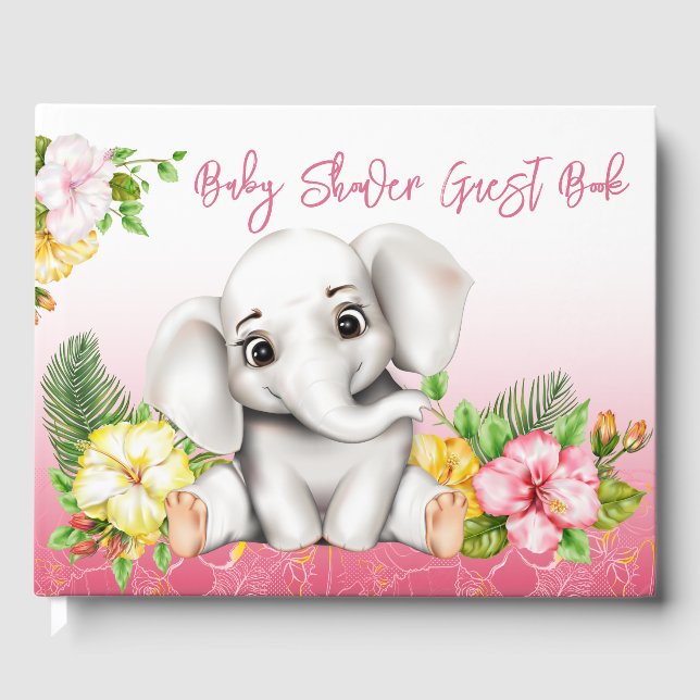 Elephant Safari Tropical Jungle Baby Dusche Gästebuch (Vorderseite)