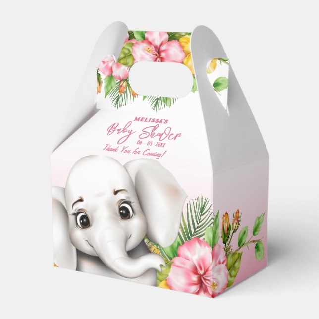 Elephant Safari Tropical Jungle Baby Dusche Geschenkschachtel (Vorderseite)