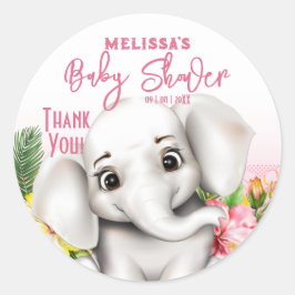 Elephant Safari Tropical Jungle Baby Dusche Runder Aufkleber