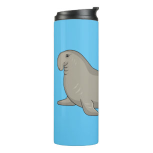 Elephant seal cartoon illustration thermosbecher