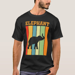 Elephant Shadow Silhouette in Retro-Farben T-Shirt