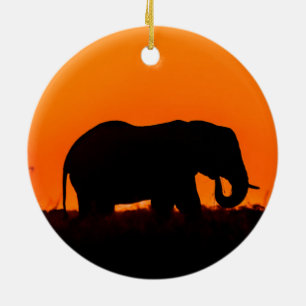 Elephant Silhoette Keramik Ornament