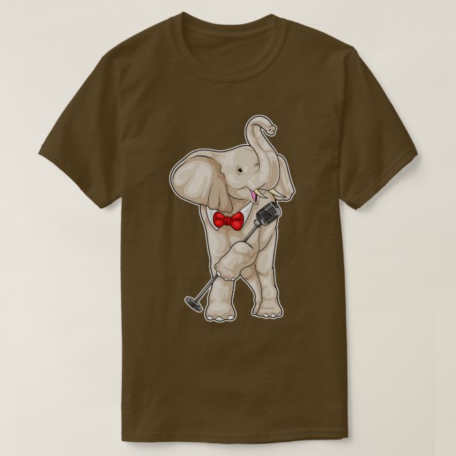 Elephant Singer Microphone Music T-Shirt (Design vorne)