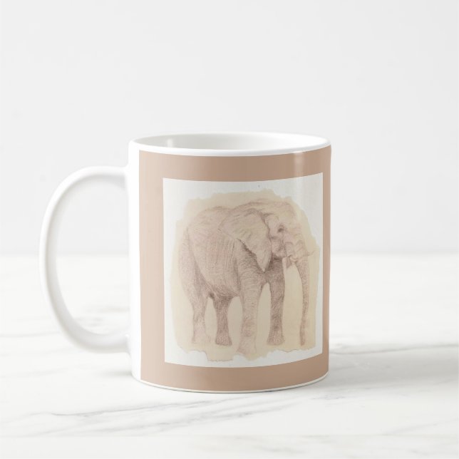 Elephant Sketch Art Kaffeetasse (Links)