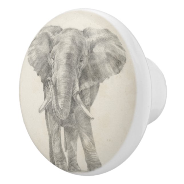 Elephant Sketch Keramikknauf (Rechts)