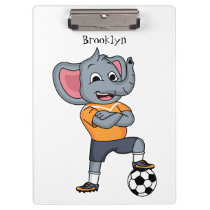 Elephant soccer player cartoon illustration klemmbrett