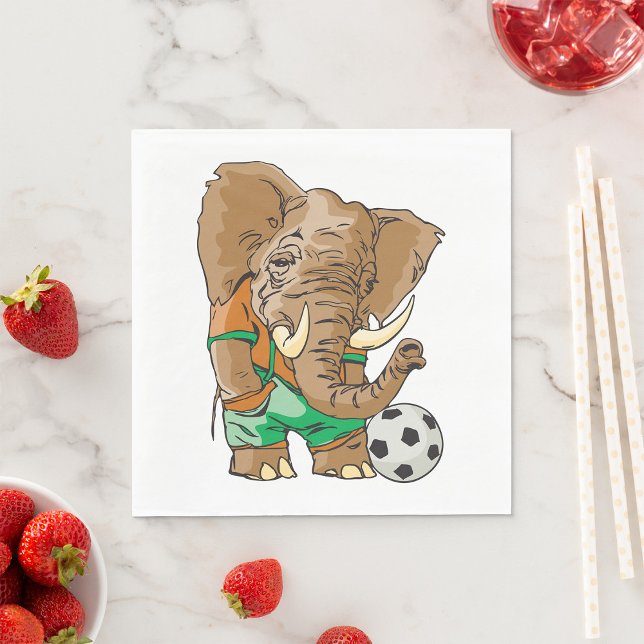 Elephant Soccer Player Funny Sports Animal Serviette (Von Creator hochgeladen)