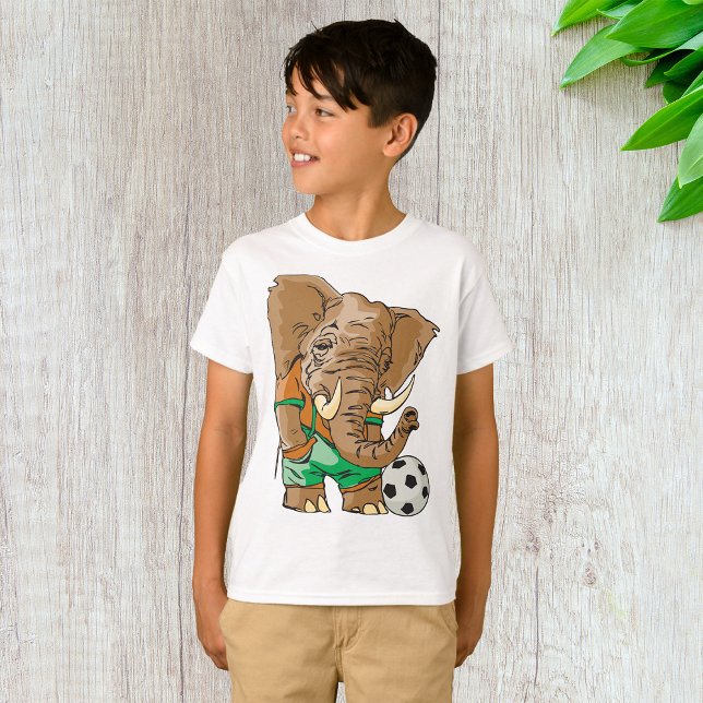 Elephant Soccer Player Funny Sports Animal T-Shirt (Von Creator hochgeladen)