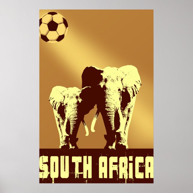 Elephant Soccer Safari Südafrika Sunset Ball Poster (Vorne)