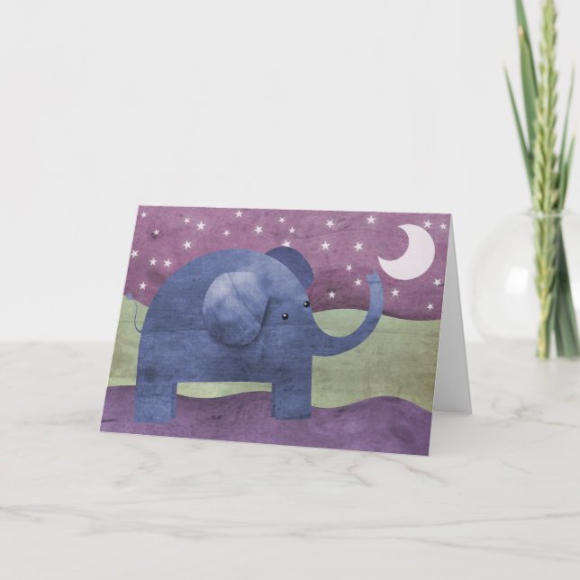 Elephant souhaite sur une étoile - carte de voeux (Devant)
