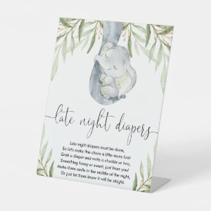Elephant Spätdiapers Baby Dusche Spiel Sockelschild