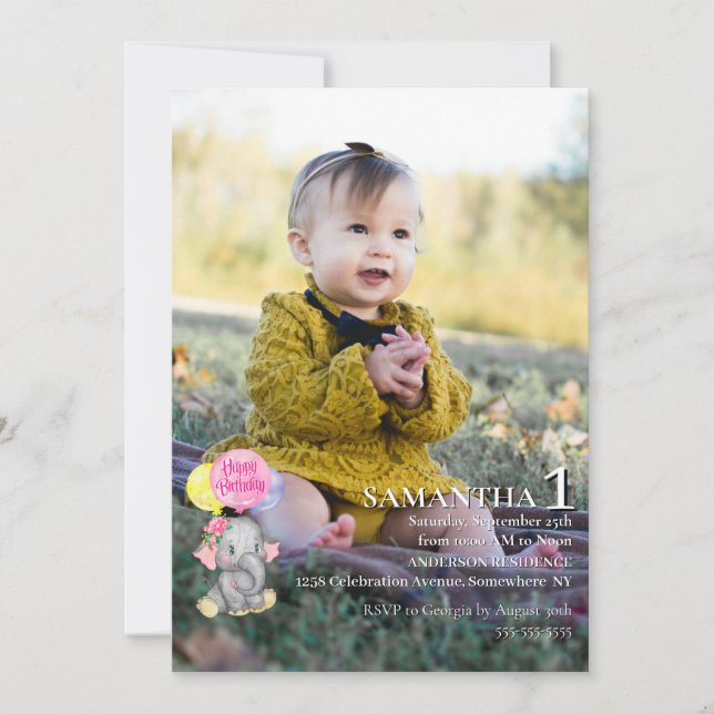   elephant Special 1st Birthday Celebration Einladung (Vorderseite)