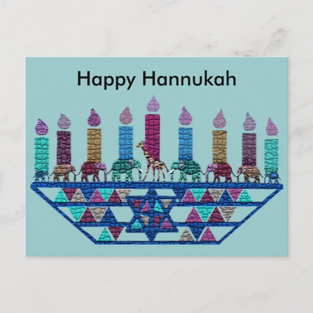 Elephant Star Menorah Postkarten (Vorderseite)