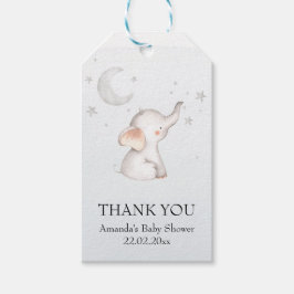 Elephant Stars Moon Dusty Blue Boy Baby Dusche Geschenkanhänger