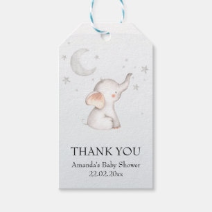 Elephant Stars Moon Dusty Blue Boy Baby Dusche Geschenkanhänger