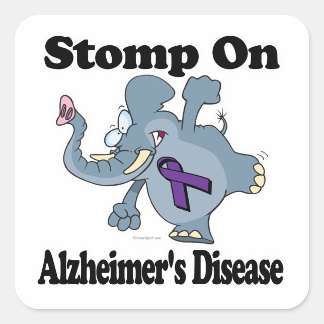 Elephant Stomp zur Alzheimer-Krankheit Quadratischer Aufkleber (Vorderseite)