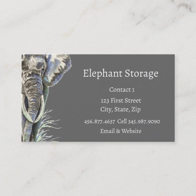 Elephant Storage Watercolor Afrikanische Tierart Visitenkarte (Vorderseite)