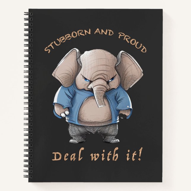 Elephant Stubborn kümmert sich um Niedliches, wund Notizbuch (Vorderseite)