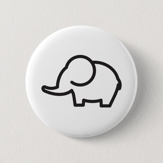 Elephant Stylistic Line Art Button (Vorderseite)
