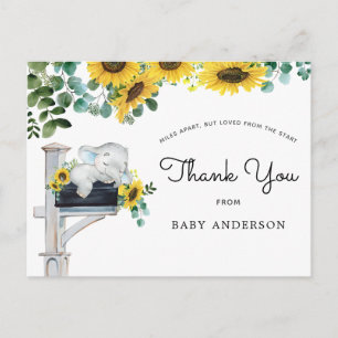 Elephant Sunflower Baby Dusche by Mail Danke Postkarte