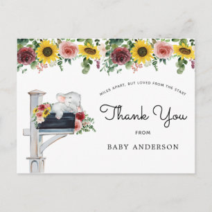Elephant Sunflower Baby Dusche by Mail Danke Postkarte