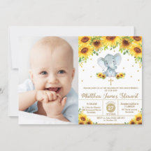 Elephant Sunflower Christening Taufe Boy Foto