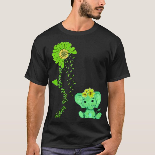 Elephant Sunflower Nierenerkrankung Bewusstsein Co T-Shirt (Vorderseite)