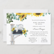 Elephant Sunflowers Baby Dusche by Mail