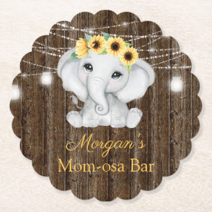 Elephant Sunflowers Lights Girl Baby Dusche Untersetzer