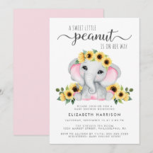 Elephant Sunflowers Pink Watercolor Babydusche