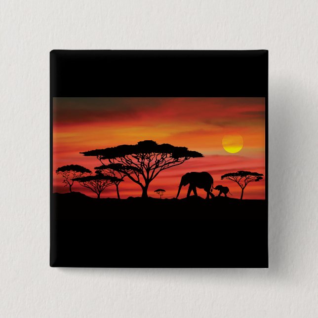 Elephant Sunset Button (Vorderseite)