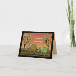 Elephant Sunset Seasons Card Feiertagskarte
