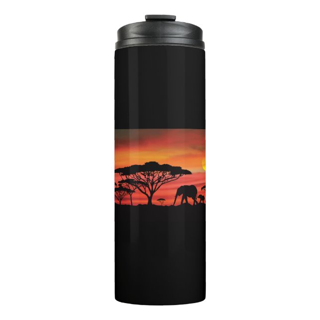 Elephant Sunset Thermosbecher (Vorderseite)