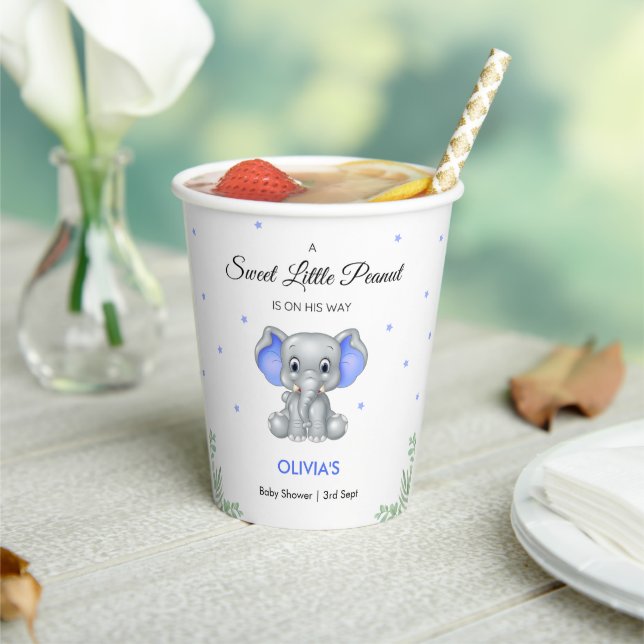 Elephant Sweet Little Peanut Boy Baby Dusche Pappbecher (In Situ)