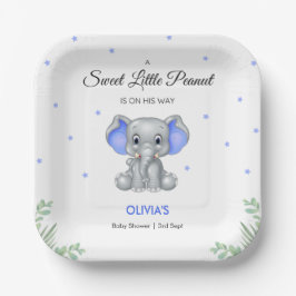 Elephant Sweet Little Peanut Boy Baby Dusche Pappteller