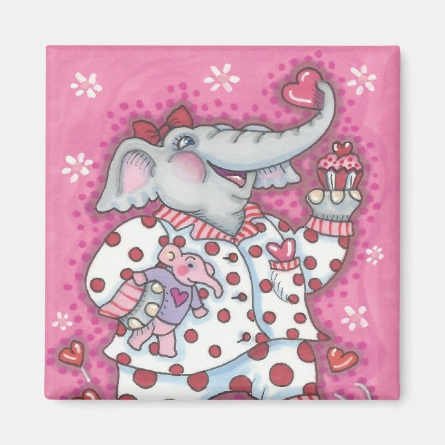 Elephant Sweetheart VALENTINE MAGNET Carré (Devant)