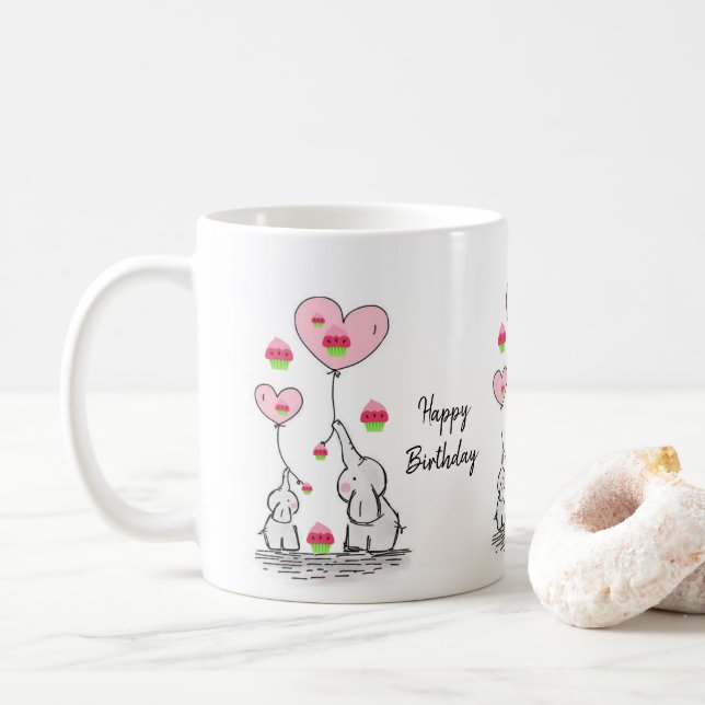 Elephant Tasse Happy Birthday Tasse (Mit Donut)