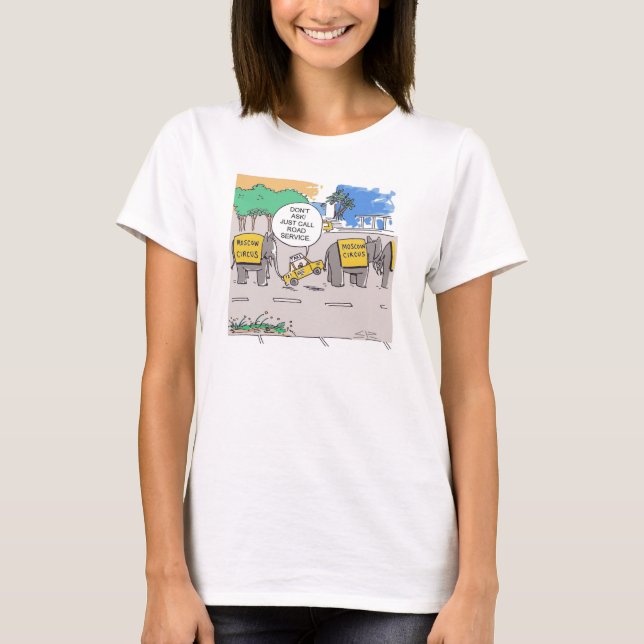 Elephant Taxi Line Cartoon Frauen Shirt (Vorderseite)