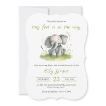 Elephant Theme Kinderdusche Einladung