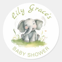 Elephant Themed Baby Dusche Rundkleber
