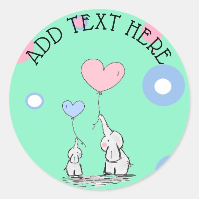 Elephant Themed Baby Shower Stickers (Vorderseite)