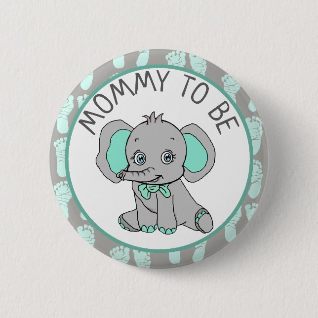 Elephant Themed Mama to Be Baby Shower Button (Vorderseite)