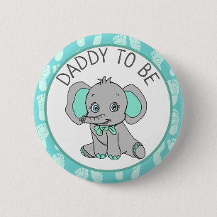 Elephant Themed Vater to Be Baby Shower Button