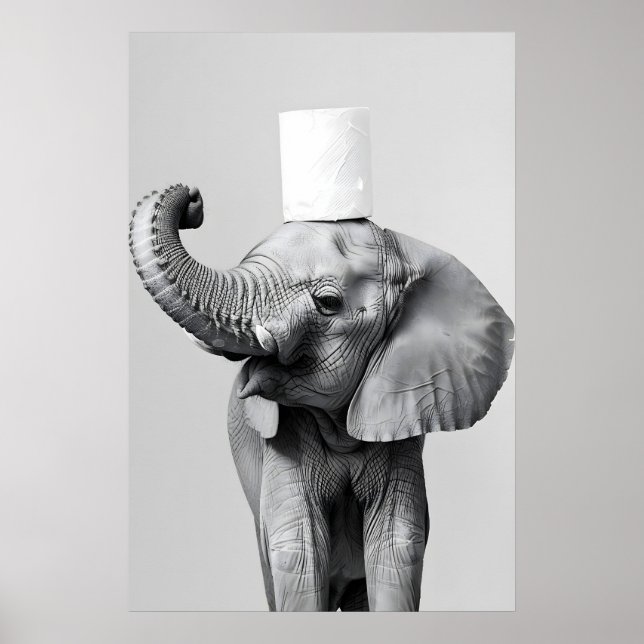 Elephant Toilet Paper Roll Print, Funny Bathroom Poster (Vorne)